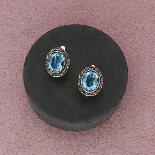sterling silver vintage blue cz earrings
