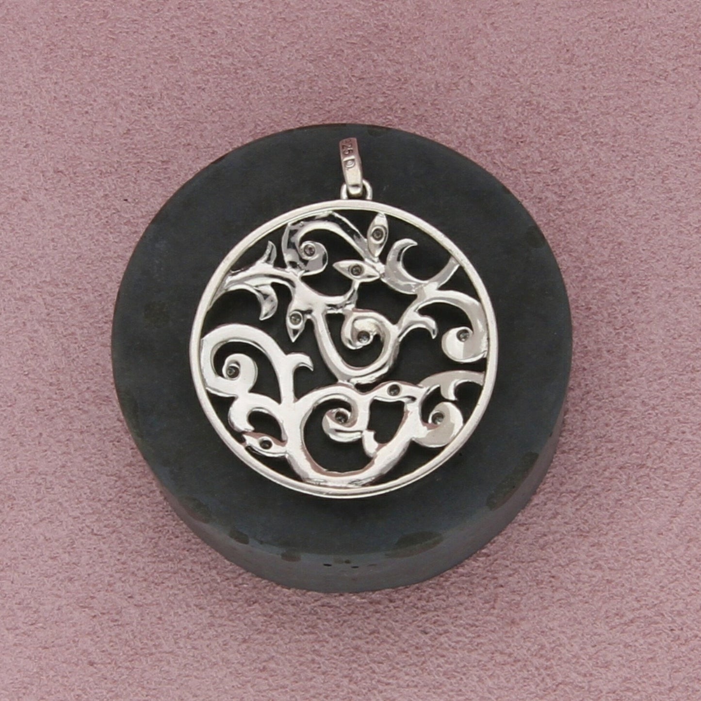 sterling silver diamond swirls pendant
