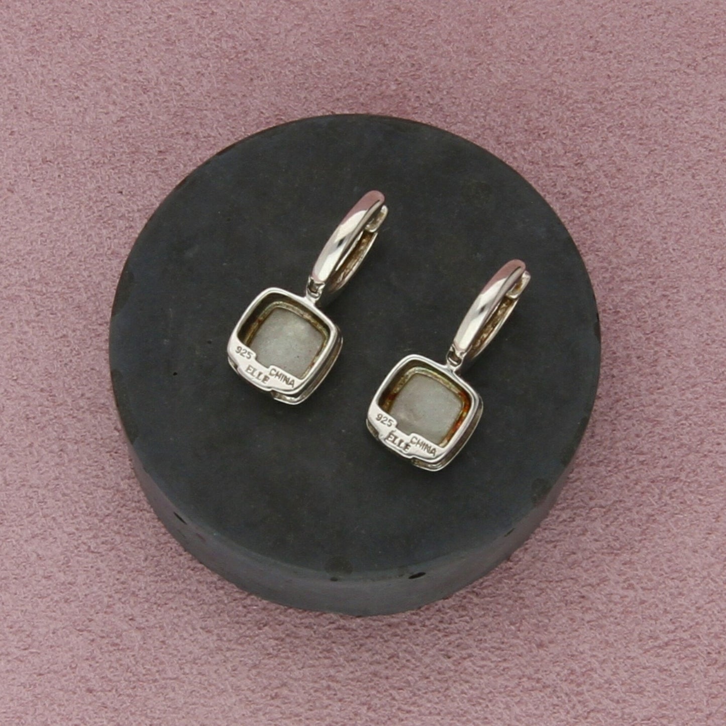 elle sterling silver vintage ruby & mother of pearl hoop earrings