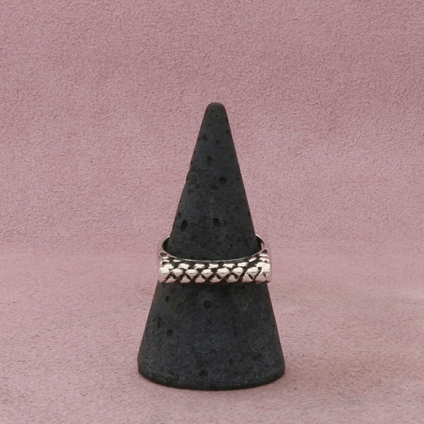 sterling silver dotted squared stack band ring size 8