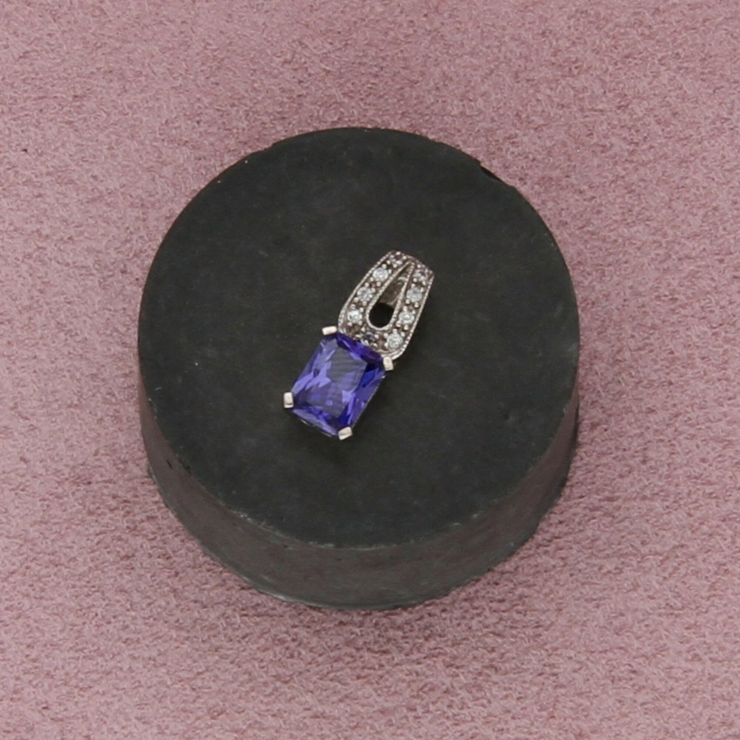 sterling silver emerald-cut blue cz pendant