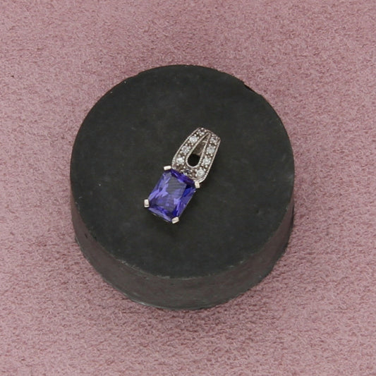 sterling silver emerald-cut blue cz pendant
