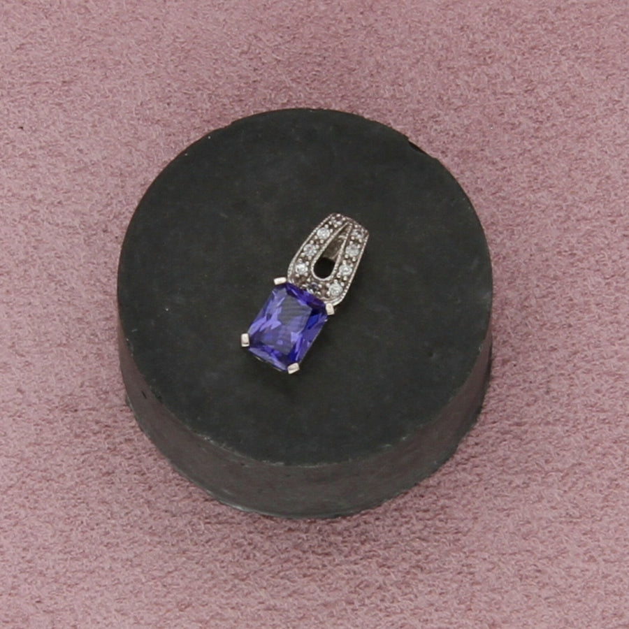 sterling silver emerald-cut blue cz pendant