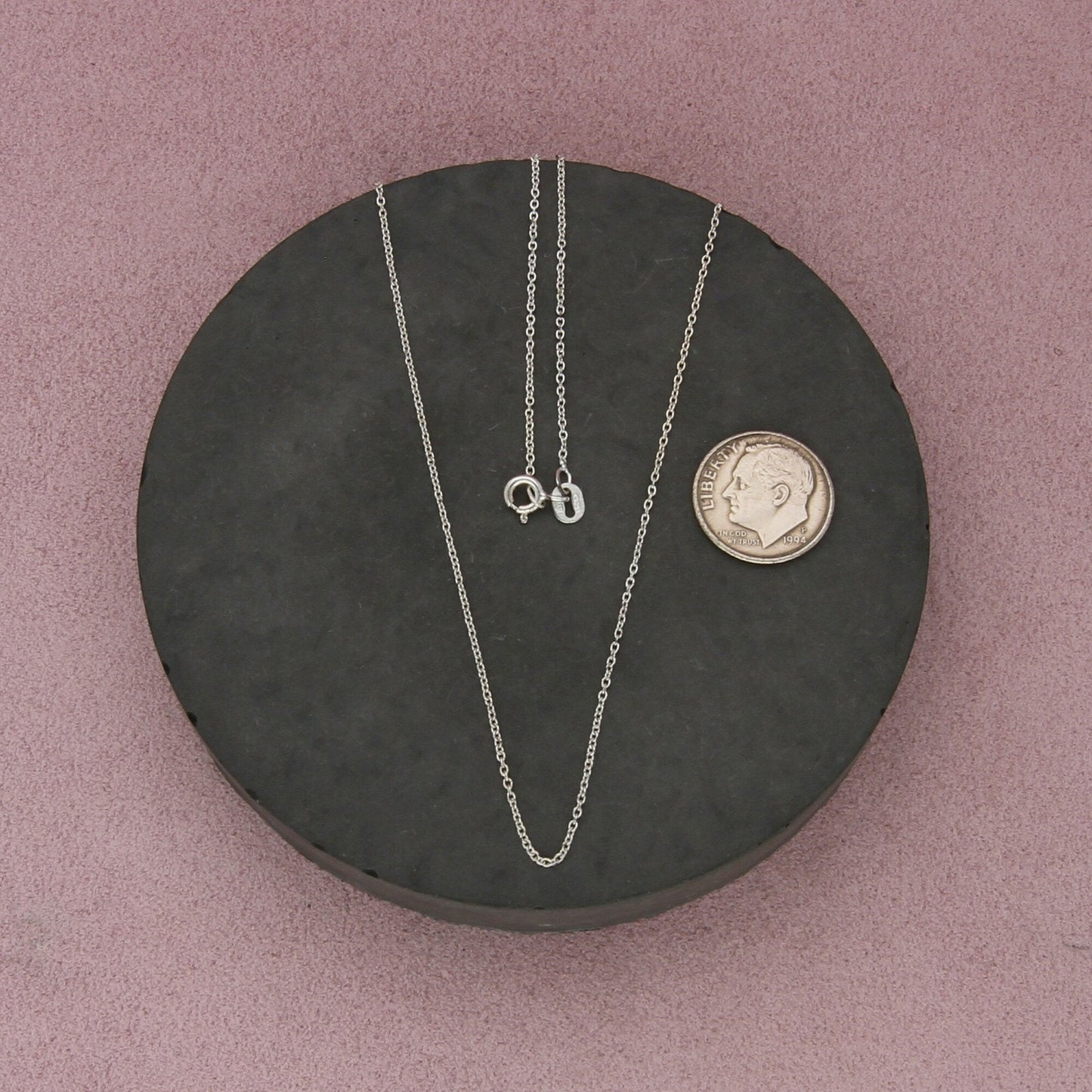 sterling silver italy 1mm cable chain necklace size 17.75in