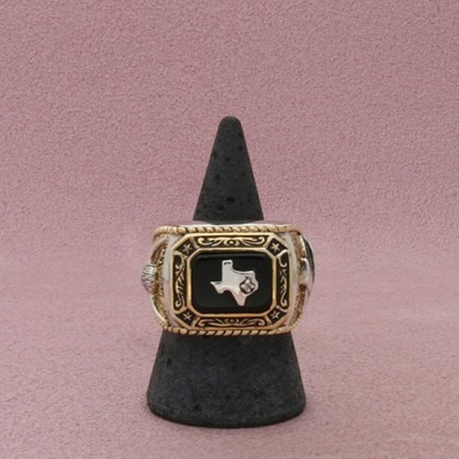 Bradford Exchange Sterling Silver Men's Spirit Of Texas Diamond Ring 9.75