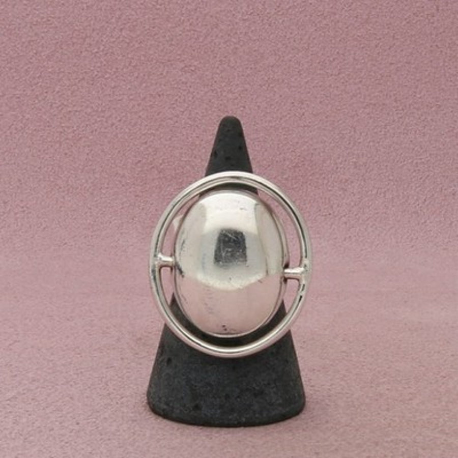 Taxco Mexico Sterling Silver Vintage Oval Openwork Ring Size 6.75