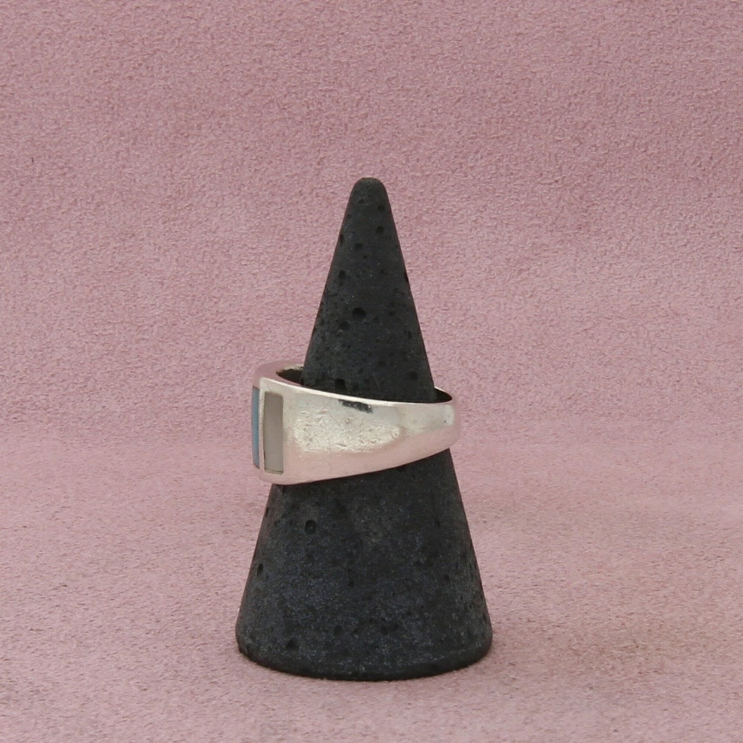 navajo sterling silver vintage turquoise & mother of pearl ring size 7.5