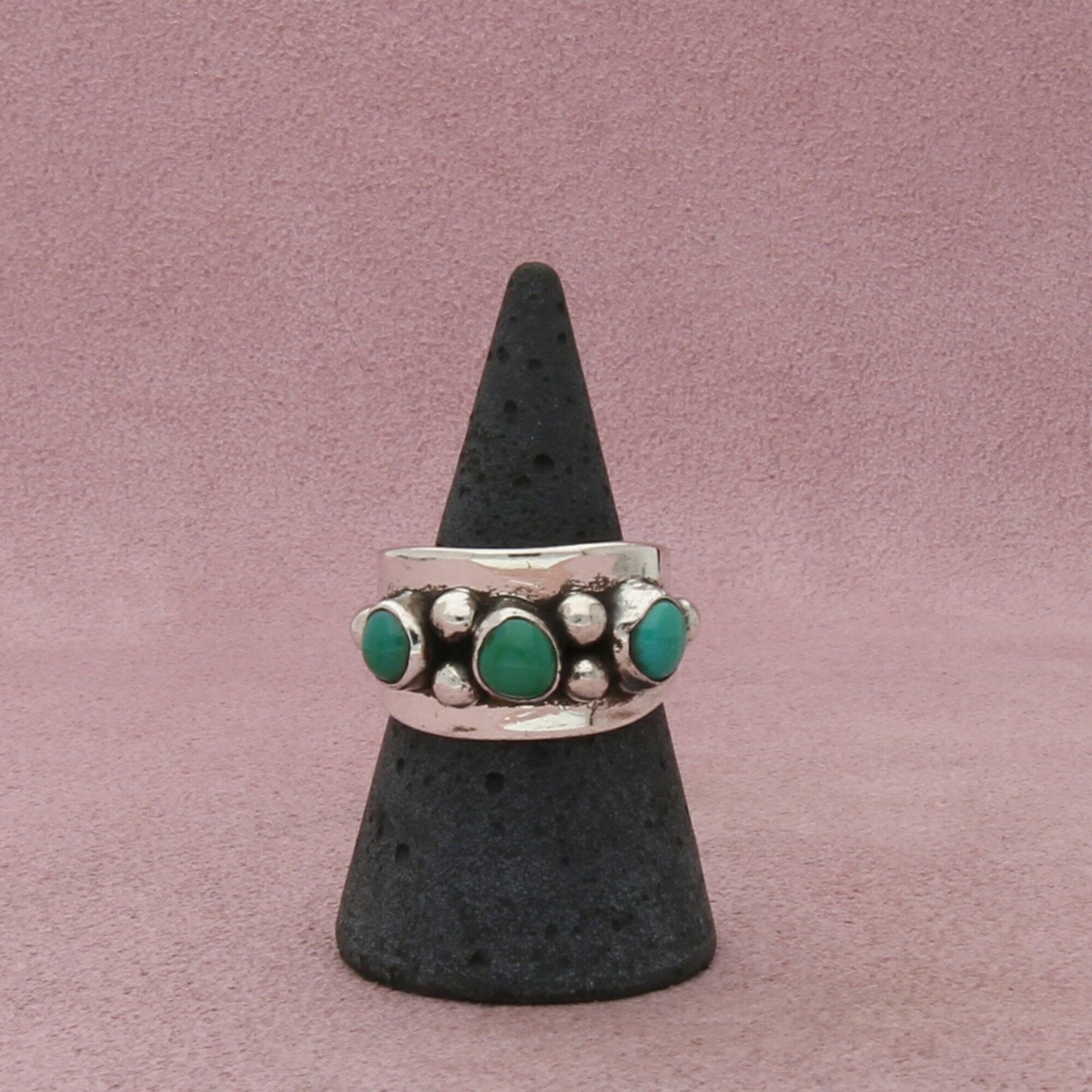navajo sterling silver vintage turquoise cigar band ring size 8