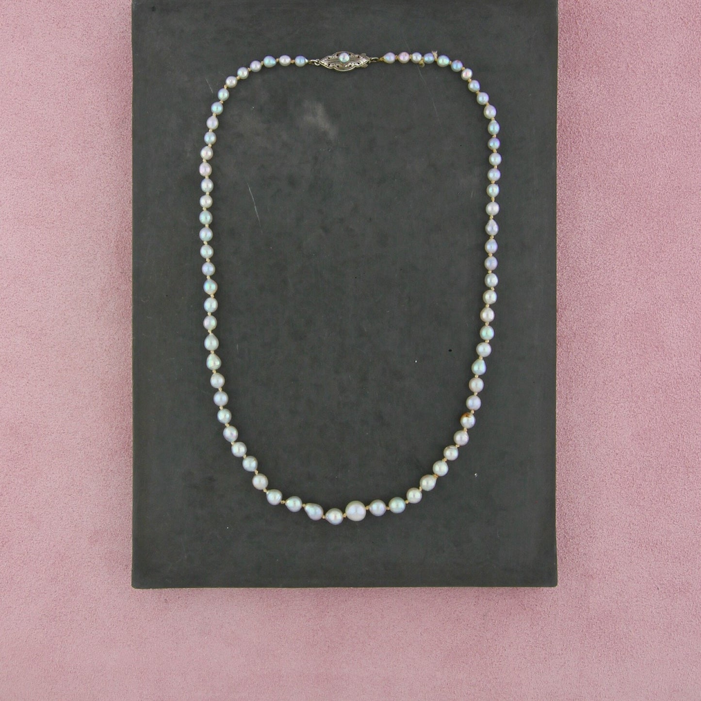 sterling silver vintage 3mm pearl necklace size 18in