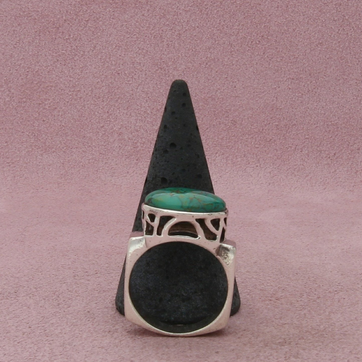 sterling silver turquoise cabochon squared band ring size 8.75