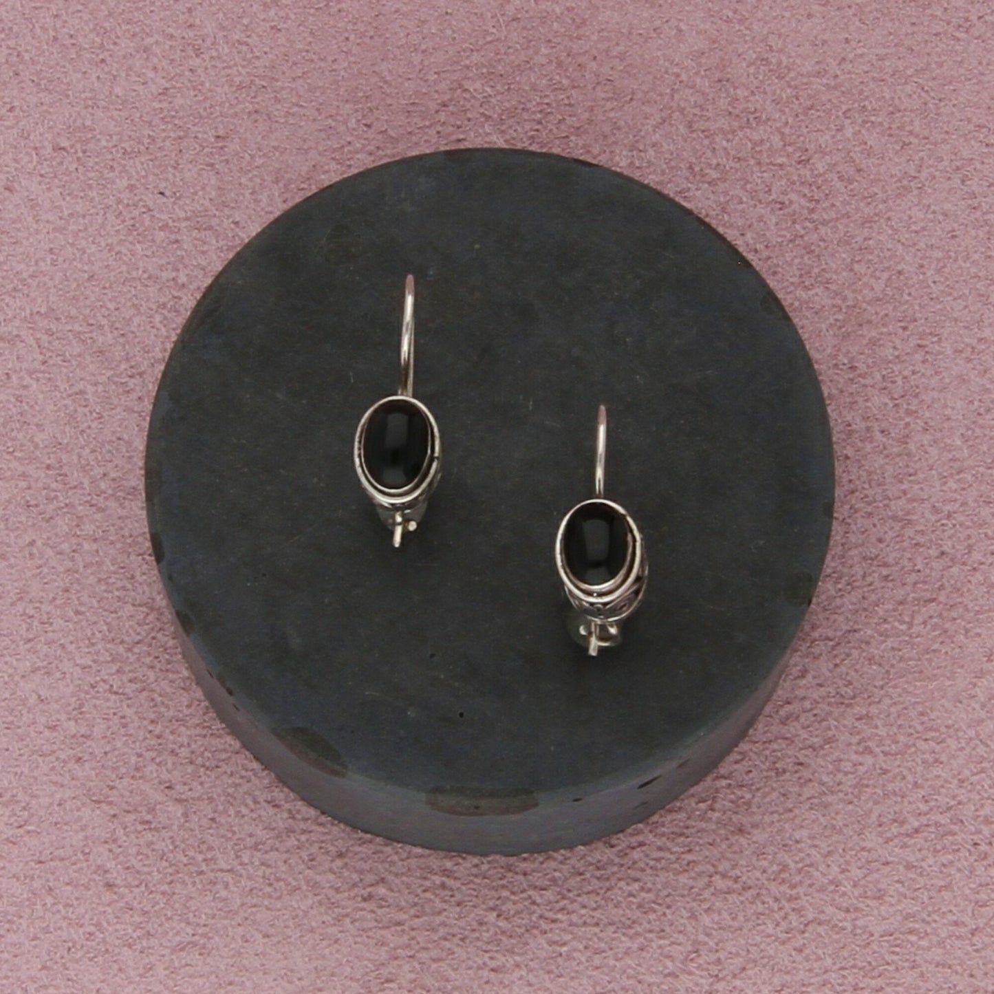 sterling silver vintage bali scroll black onyx french hook earrings