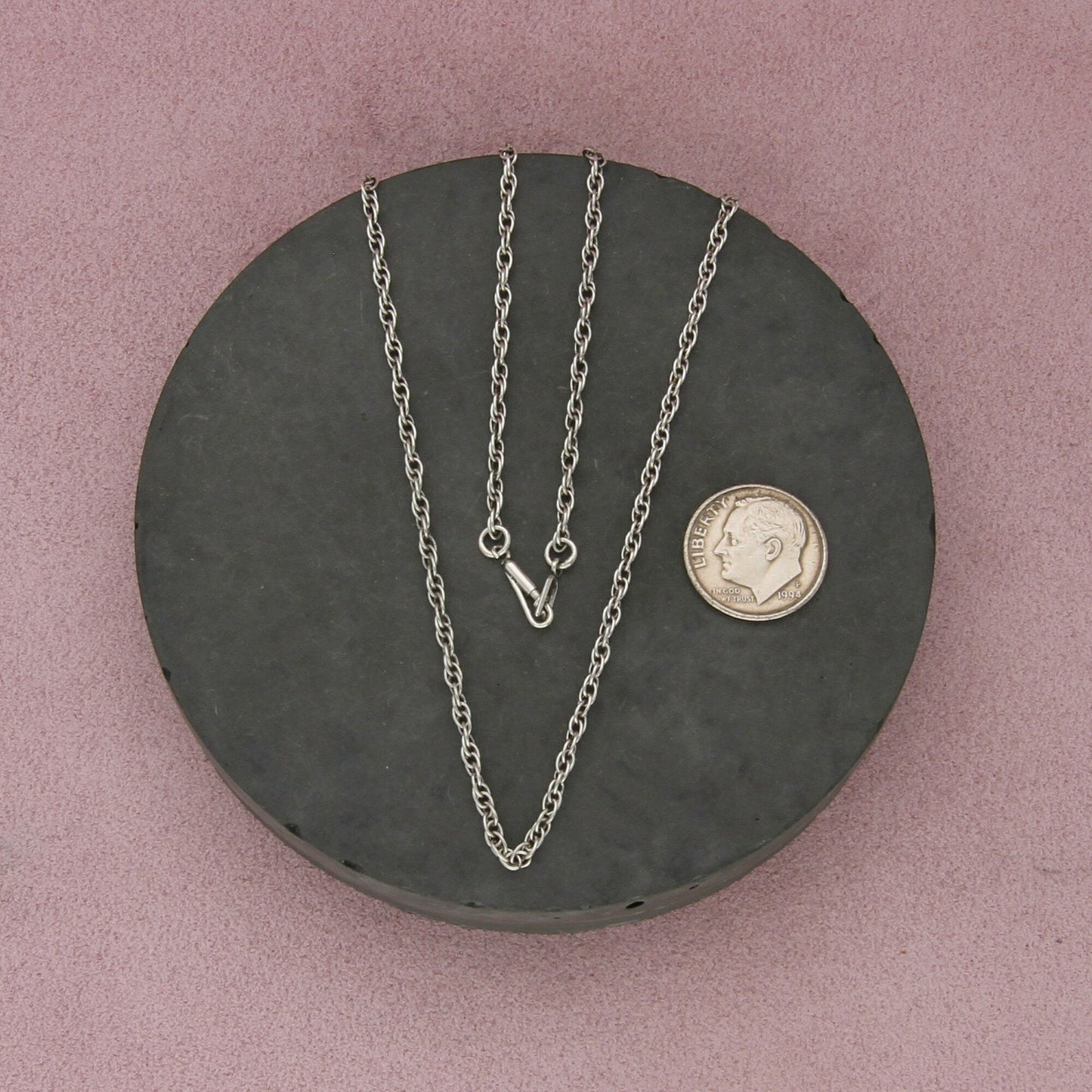 sterling silver vintage 2mm rope chain necklace size 20.5in