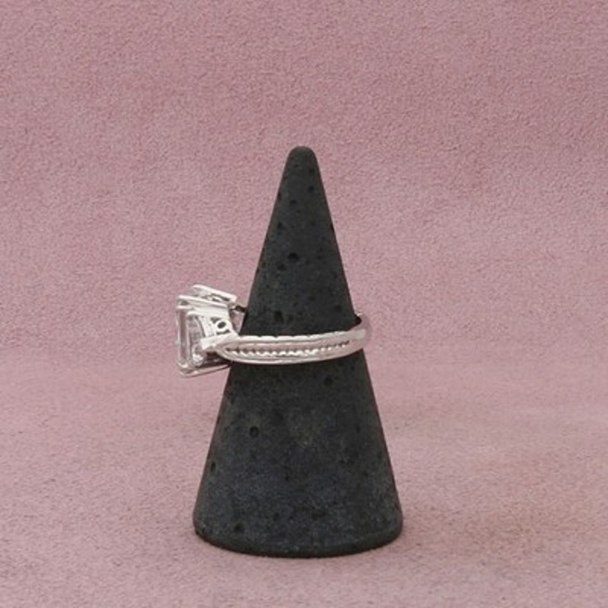 Sterling Silver Cushion-Cut Cz Engagement Ring Size 6