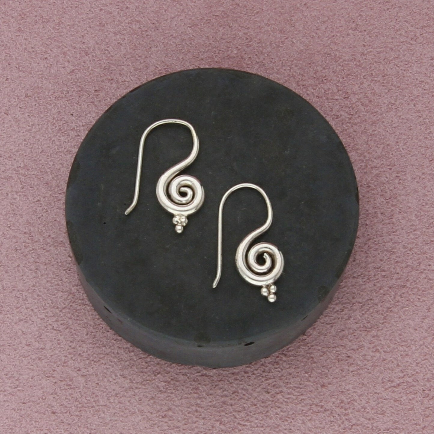 sterling silver beaded swirl earrings
