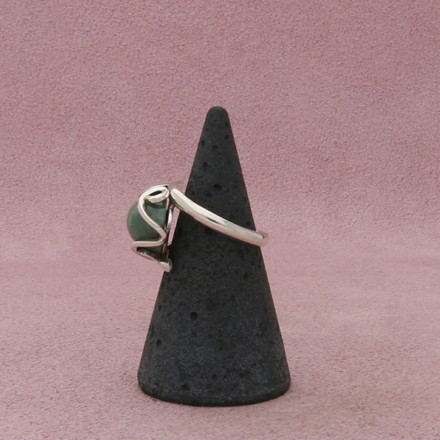sterling silver vintage aventurine scroll ring size 5