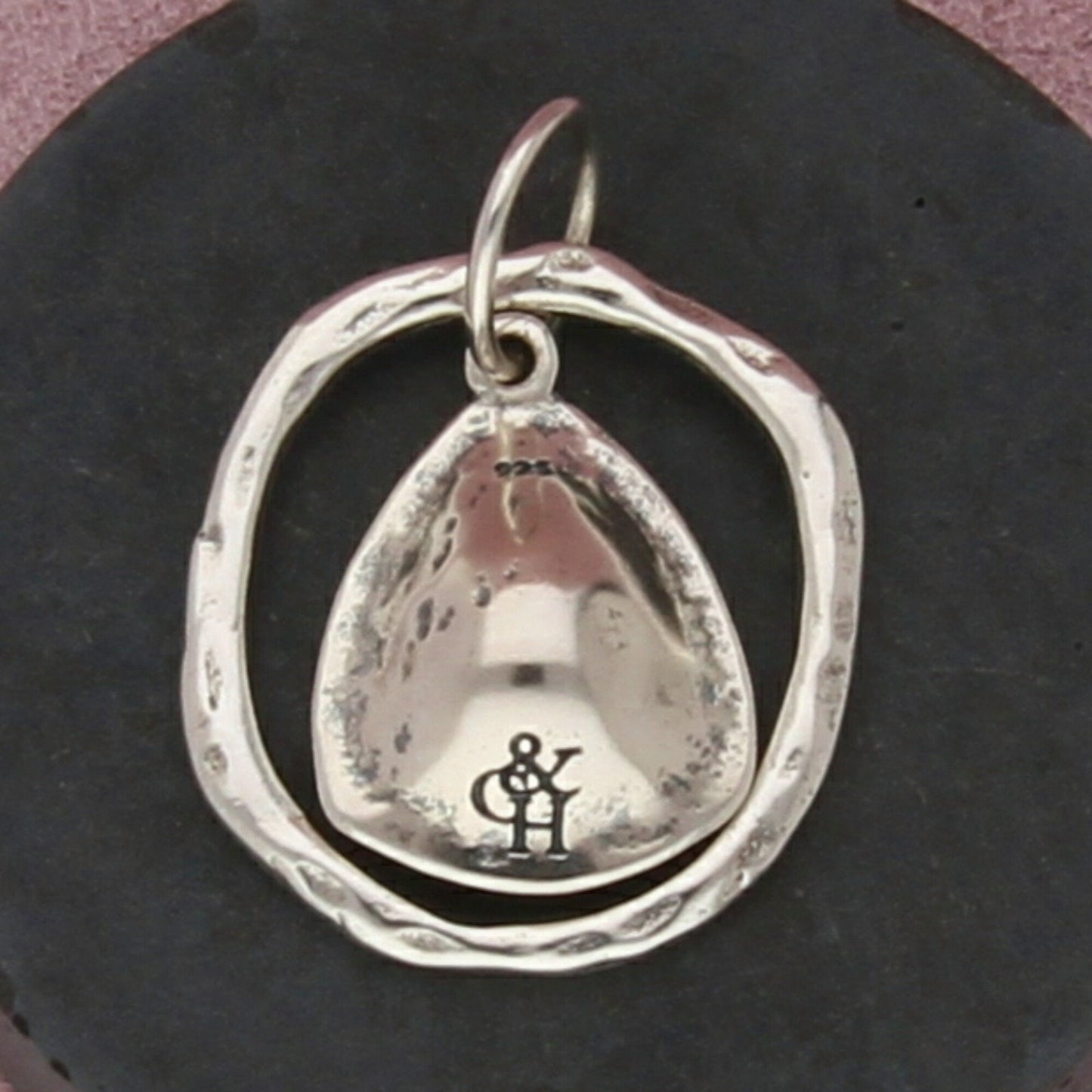 grace & heart sterling silver hammered crystal drop pendant