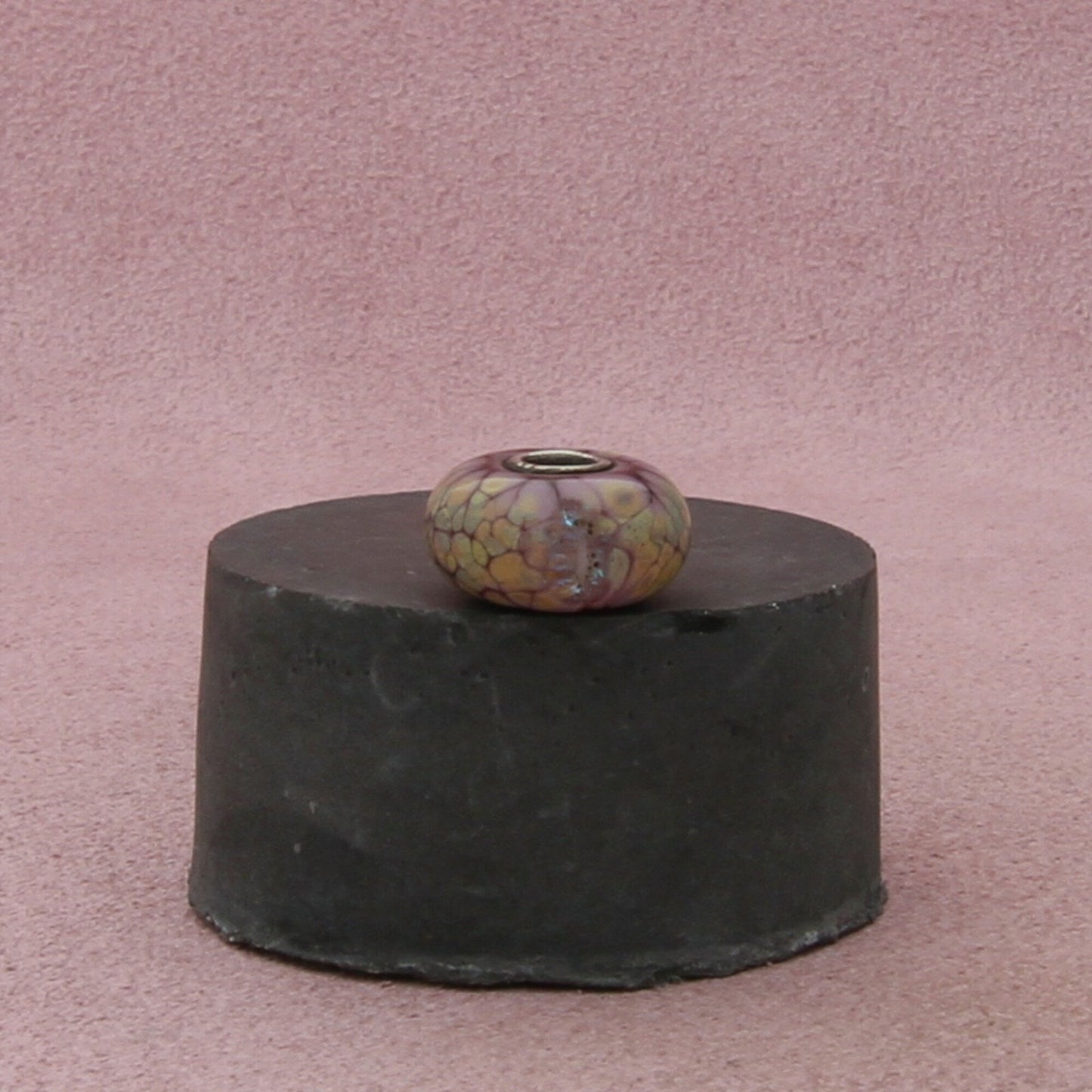 trollbeads sterling silver purple flower mosaic murano glass bead charm