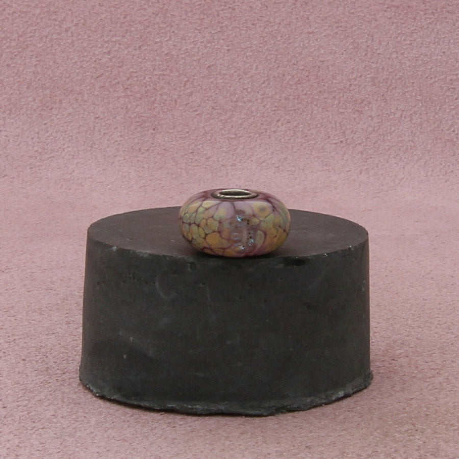 trollbeads sterling silver purple flower mosaic murano glass bead charm
