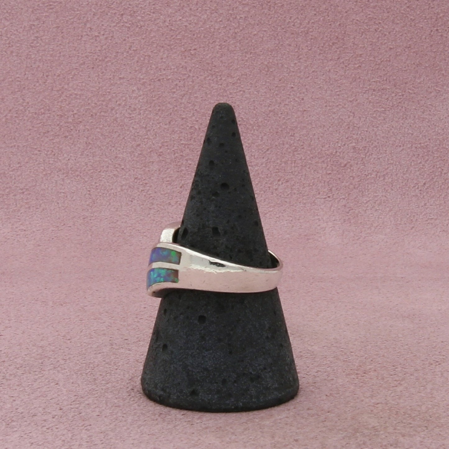 sterling silver cz & opal ring size 8