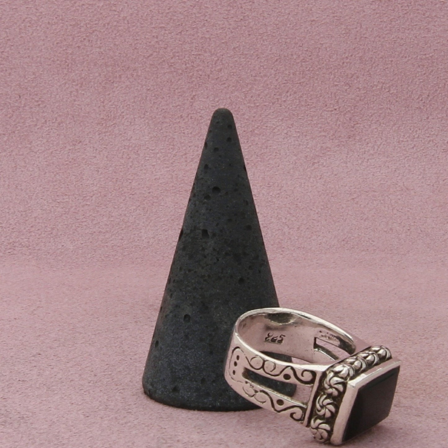 sterling silver vintage chunky onyx ring size 8.25