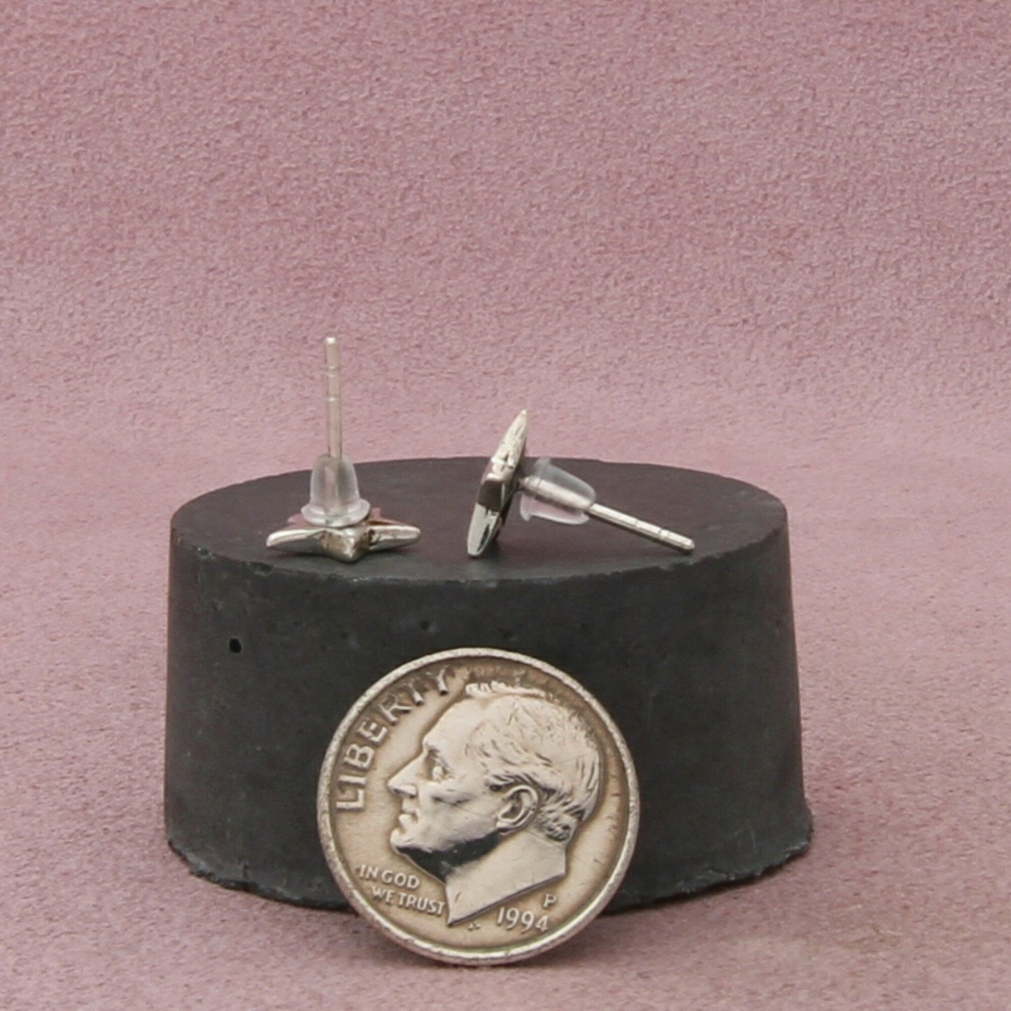 sterling silver dainty star stud earrings