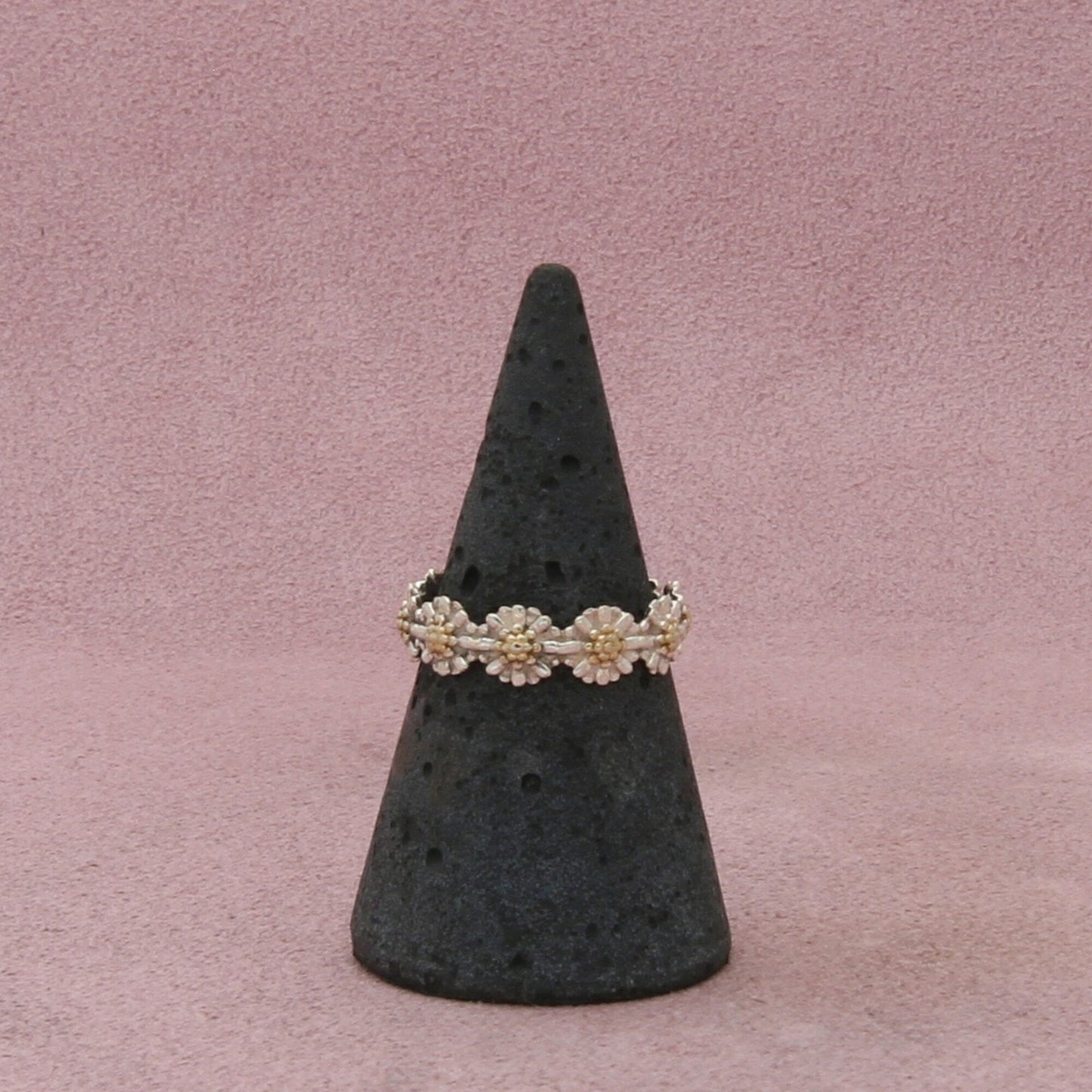 sterling silver daisy flower band ring size 7