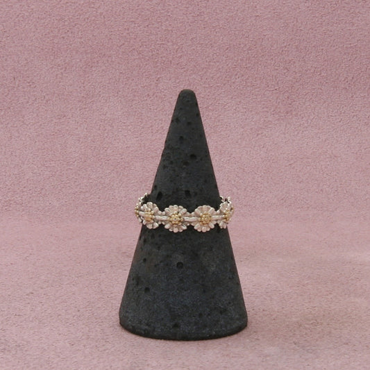 sterling silver daisy flower band ring size 7