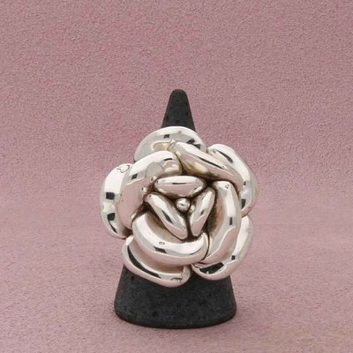 Sterling Silver Hollow Rose Flower Layered Petals Ring Size 8.5