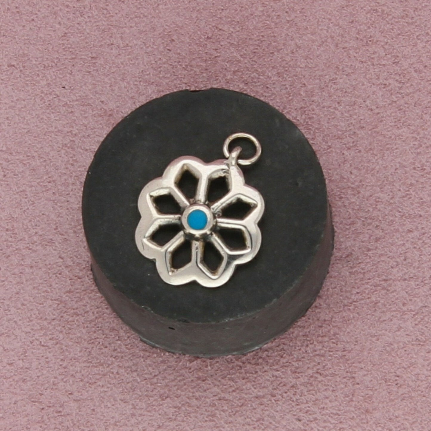 navajo sterling silver vintage turquoise flower pendant