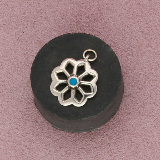 navajo sterling silver vintage turquoise flower pendant