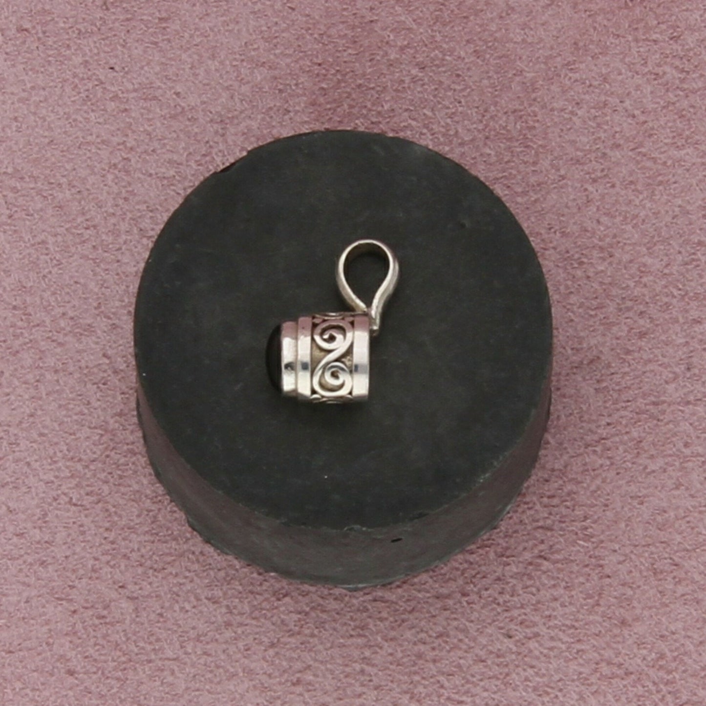 sterling silver dainty onyx scroll pendant