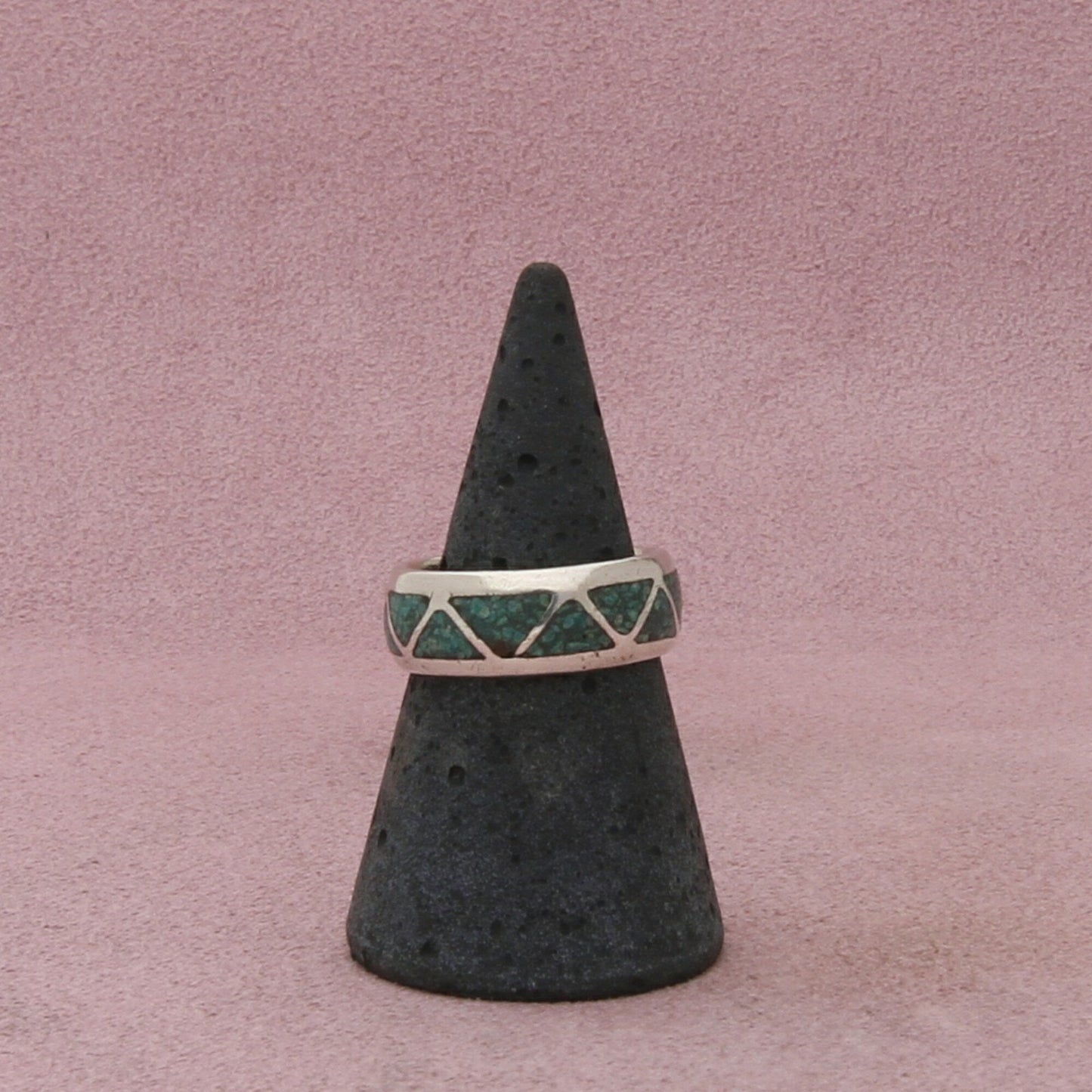 navajo sterling silver vintage crushed turquoise band ring size 6.5