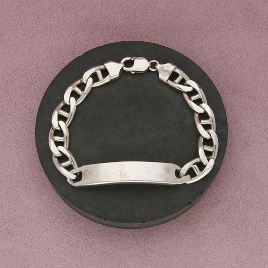 sterling silver mens vintage mariner chain id bracelet size 8.75in
