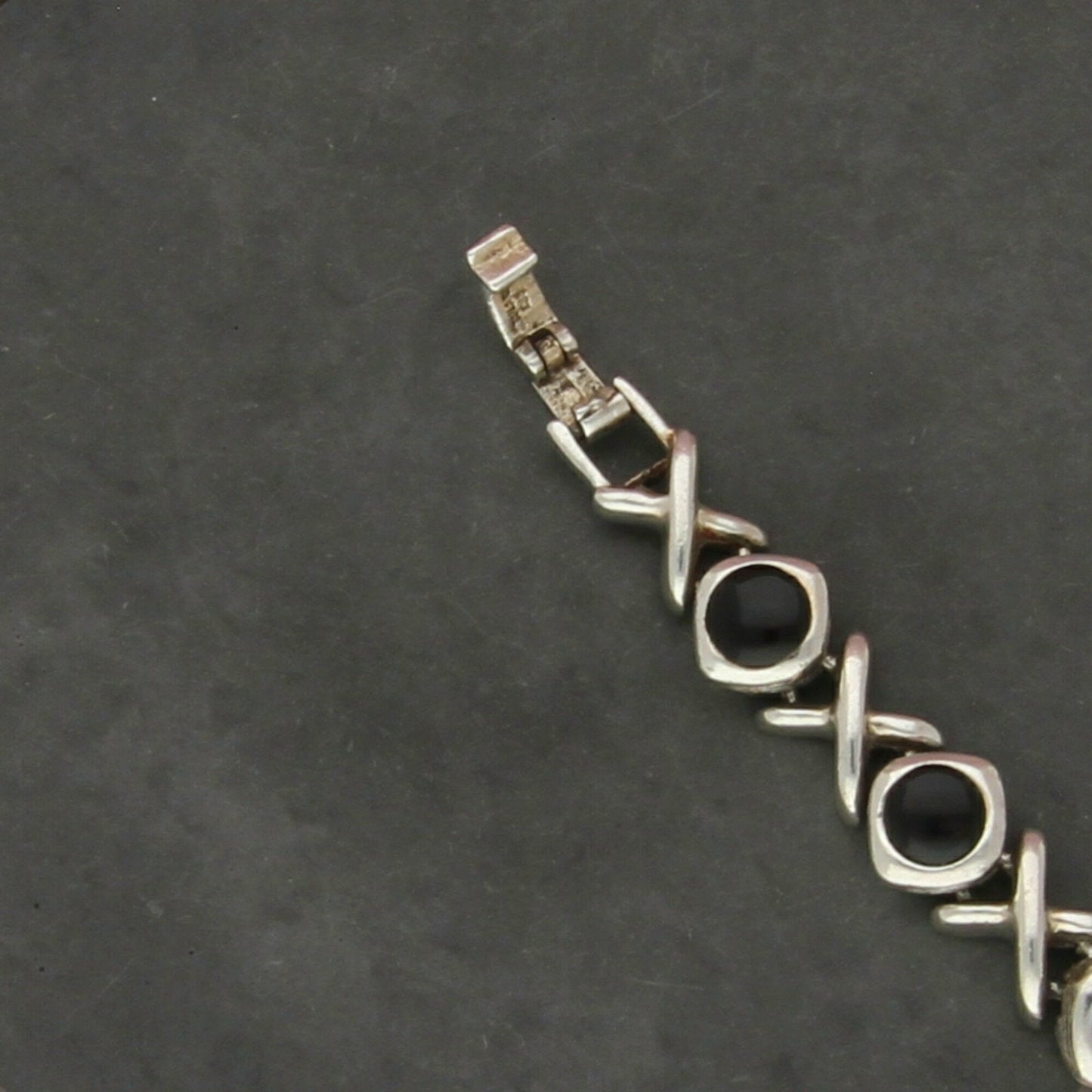 sterling silver black onyx x link bracelet size 7in
