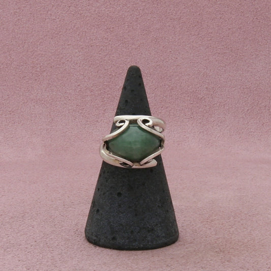 sterling silver vintage aventurine scroll ring size 5