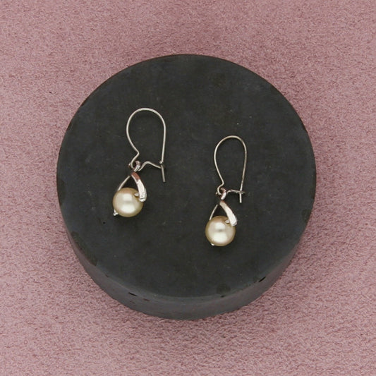 sterling silver vintage dainty faux pearl dangle earrings