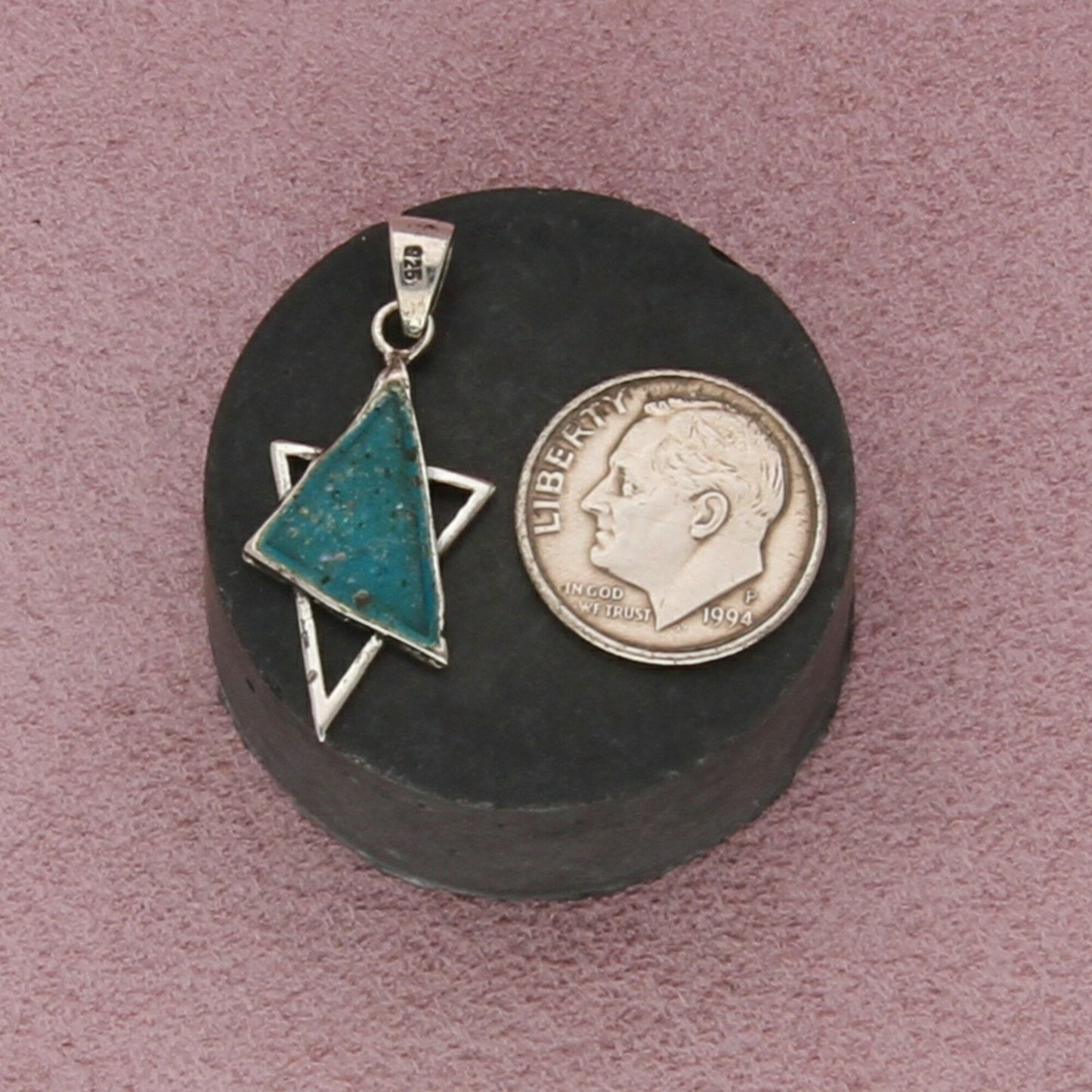 sterling silver vintage roman glass star of david pendant