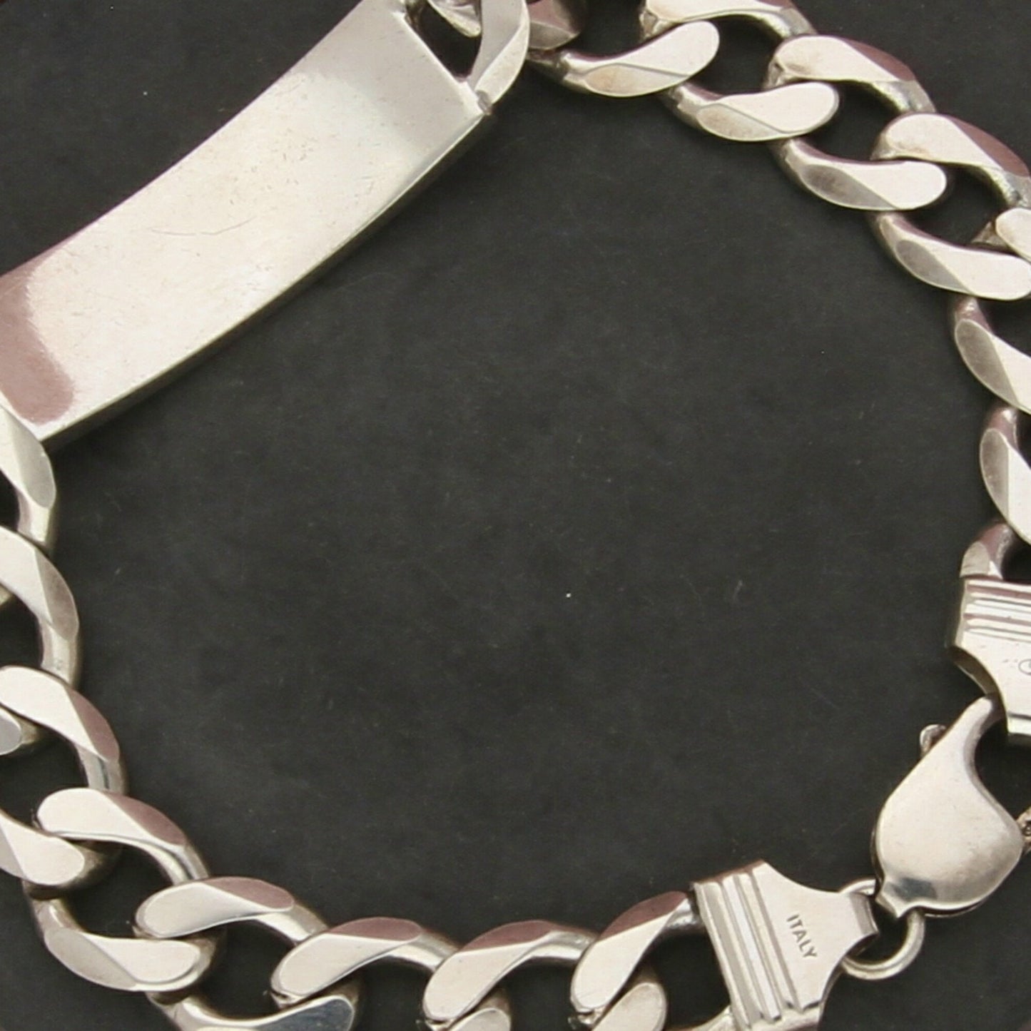 sterling silver mens vintage cuban chain id bracelet size 9.25in