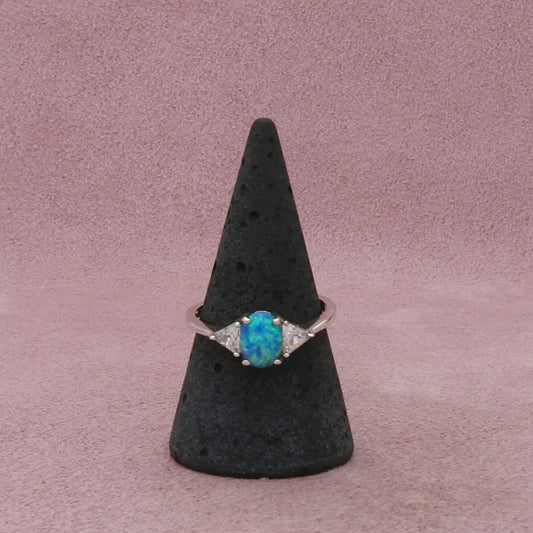 sterling silver fire opal & cz ring size 8.75
