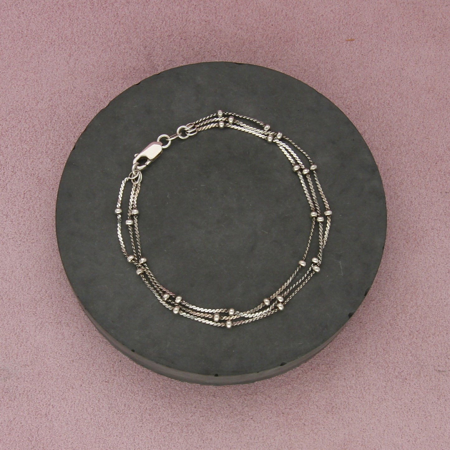 sterling silver layered serpentine saturn chain bracelet size 7.5in
