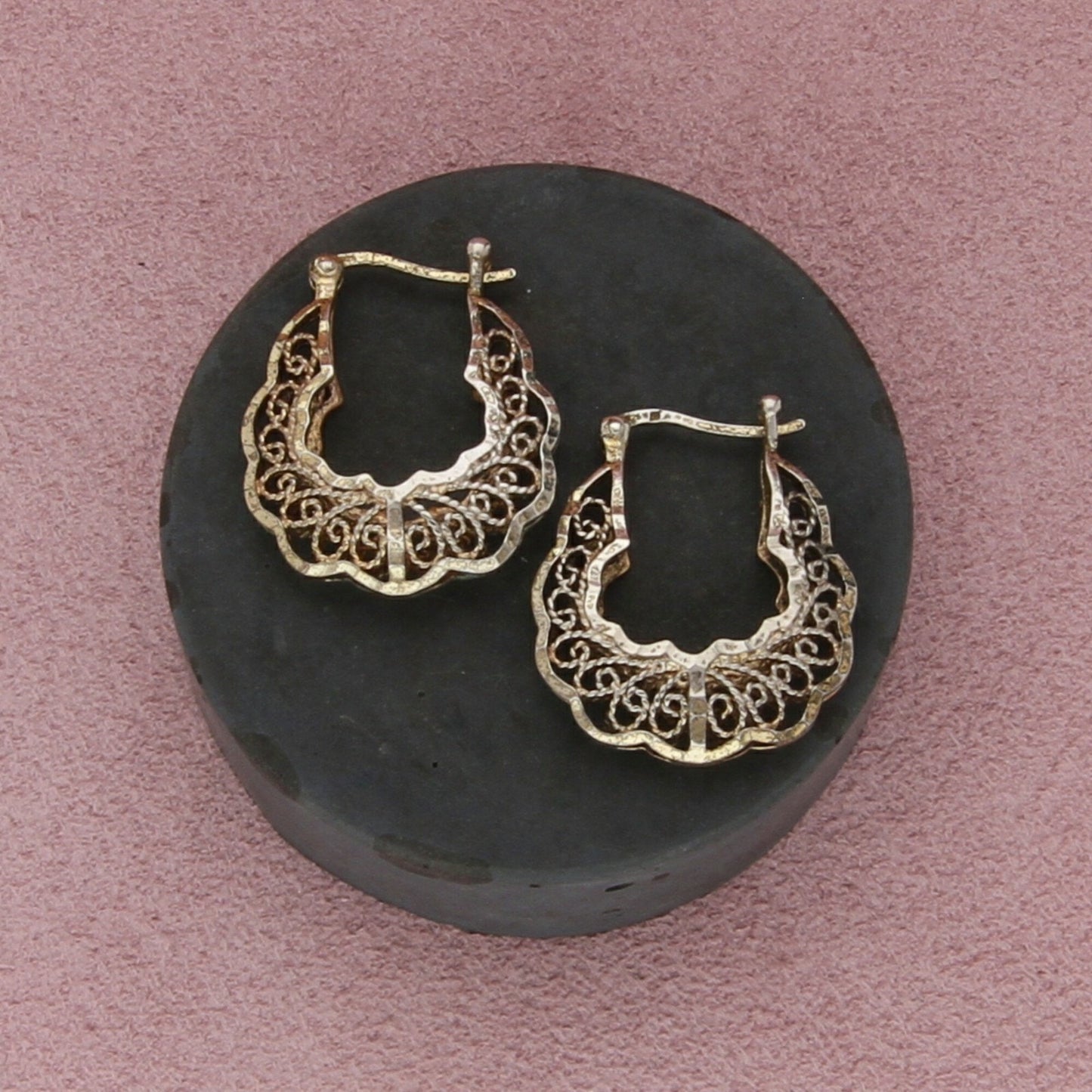 sterling silver vintage filigree snap-post earrings