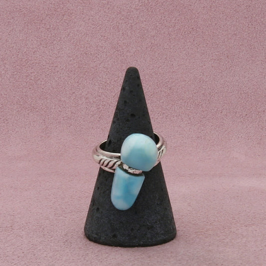 sterling silver unique artisan crafted blue larimar ring size 6