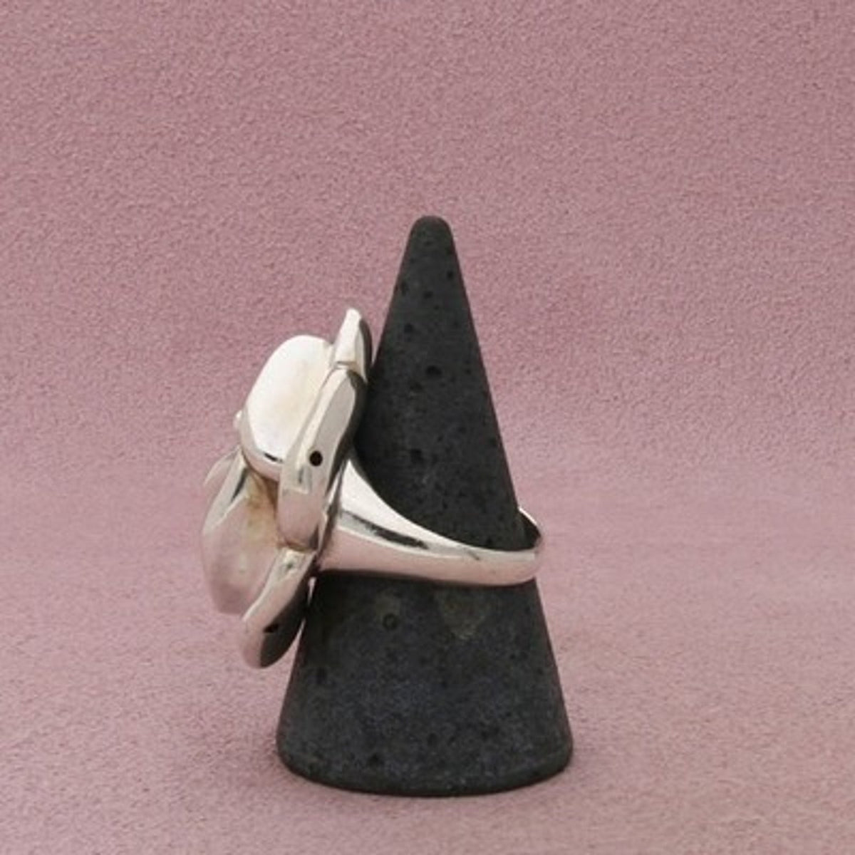 Sterling Silver Hollow Rose Flower Layered Petals Ring Size 8.5