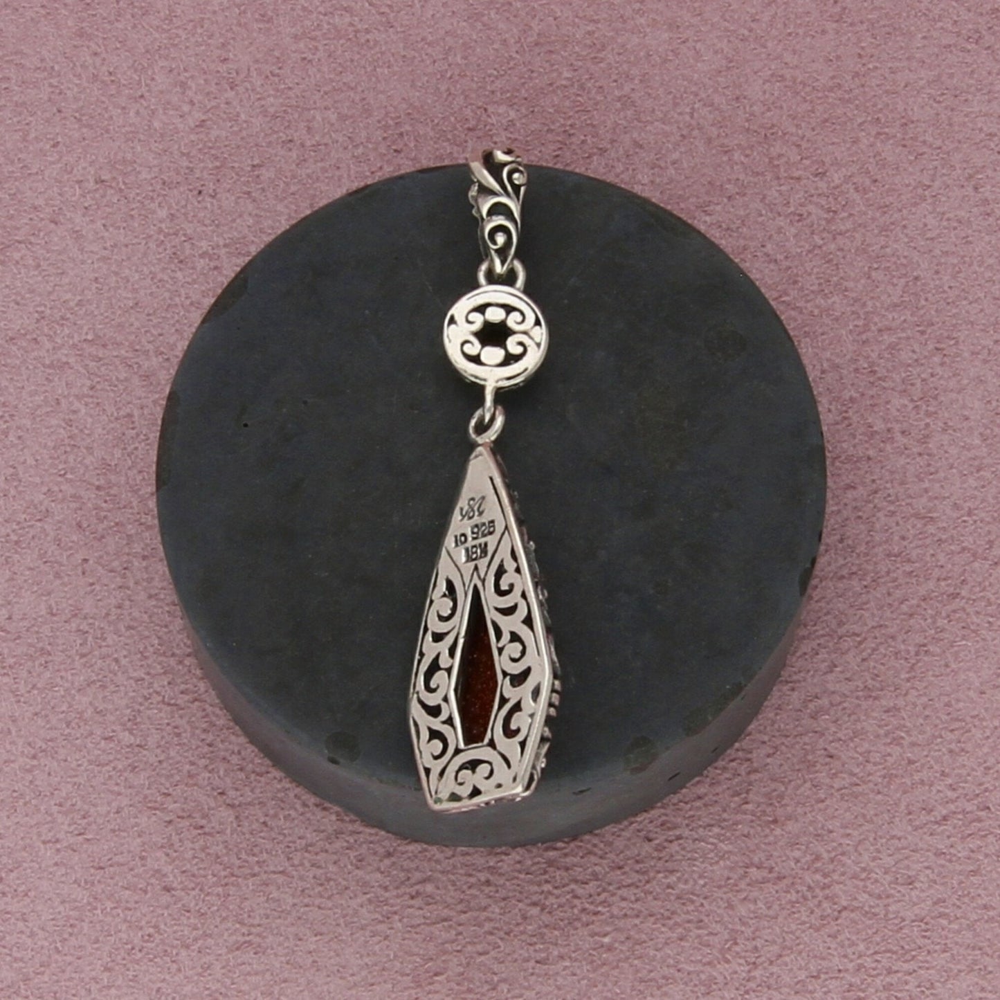 robert manse sterling silver & 18k gold citrine & goldstone drop pendant
