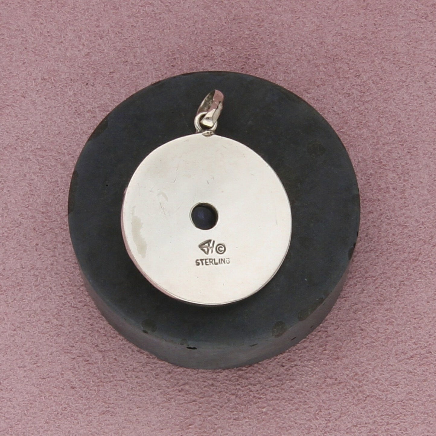sterling silver vintage amethyst disc pendant