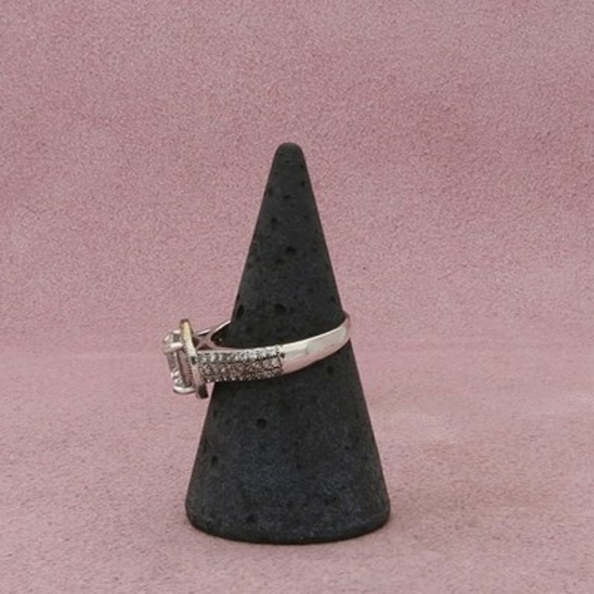 Sterling Silver Round-Cut Cz Halo Ring Size 7