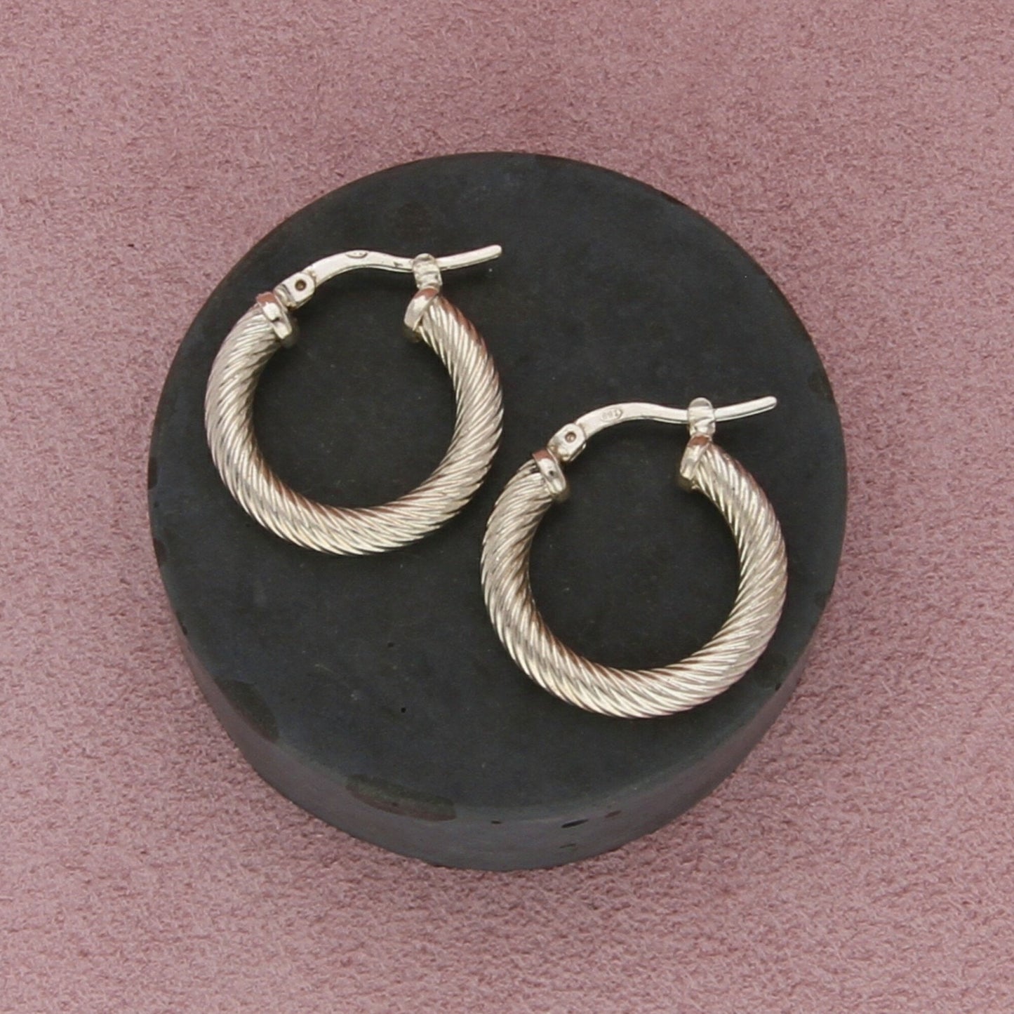 sterling silver 23mm twisted cable snap-post hoop earrings