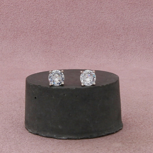 sterling silver round-cut cz stud earrings
