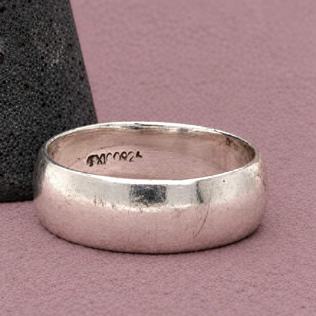 Mexico Sterling Silver Vintage Men's 8mm Domed Polished Wide Band Ring Size 11