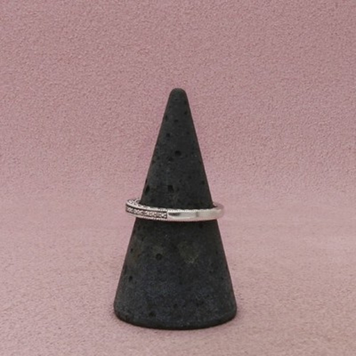Zales Sterling Silver Diamond Milgrain Edge Band Ring Size 7